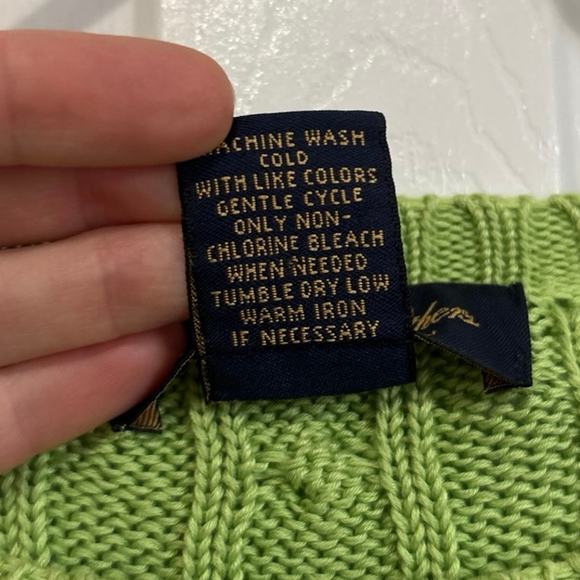 Brooks Brothers vibrant green mercerized cotton cable knit sweater small - Picture 6 of 6